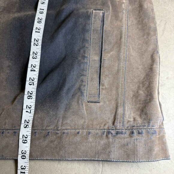 Deadstock Godbody Denim Technology Tan Cotton Faux Suede Jean Jacket Mens 3XL - Picture 9 of 10